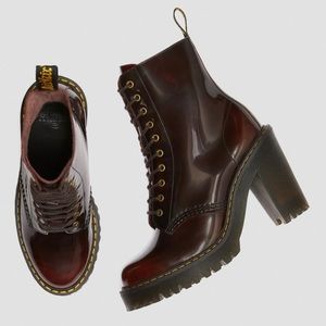 Dr. Martens Kendra cherry patent leather heeled boots women’s sz 8